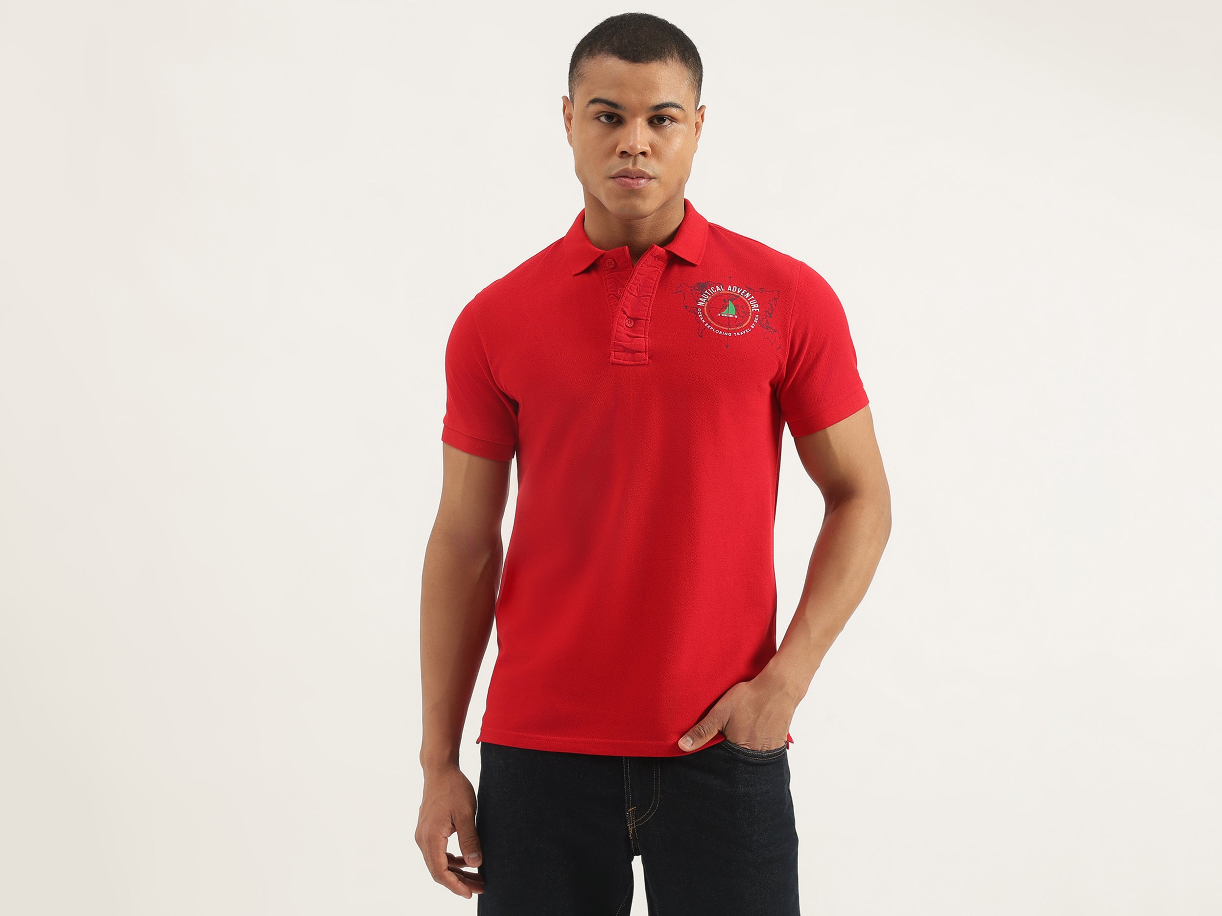 Regular Fit Collared Applique Polo T-Shirt