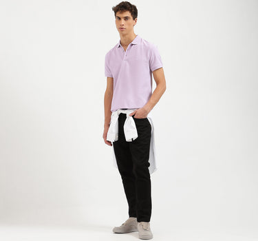 Regular Fit Polo Neck Solid Tshirt