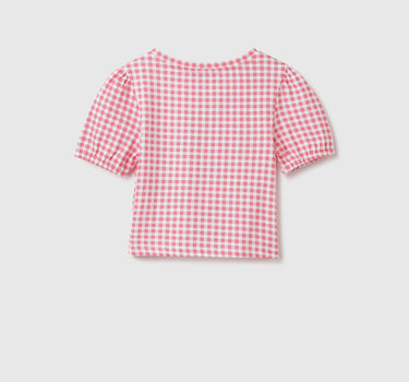 Regular Fit Round Neck Checkered Top