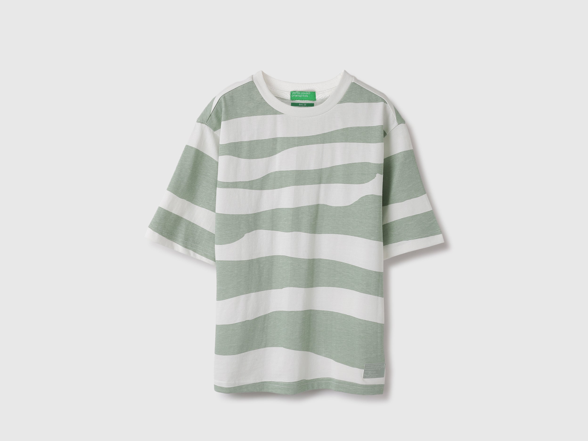 Boxy Fit Round Neck Striped Tshirt