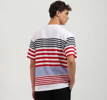 Boxy Fit Round Neck Striped Tshirt