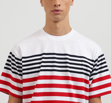 Boxy Fit Round Neck Striped Tshirt