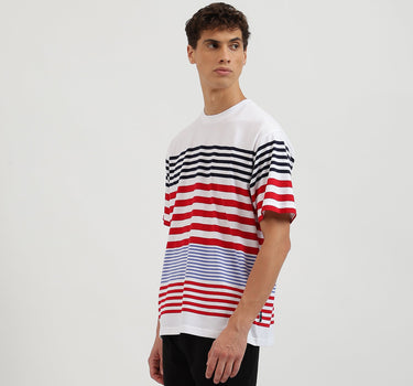 Boxy Fit Round Neck Striped Tshirt