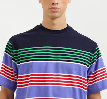 Boxy Fit Round Neck Striped Tshirt