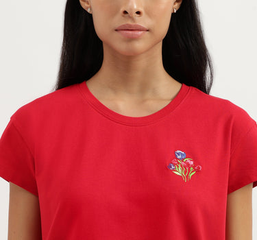 Crew Neck Embroidered T-Shirt