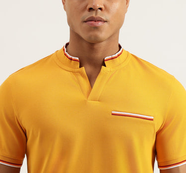 Regular Fit Mock Neck Solid Polo T-Shirt