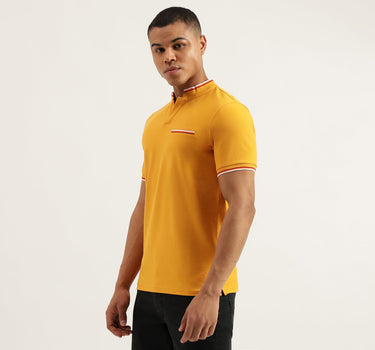 Regular Fit Mock Neck Solid Polo T-Shirt