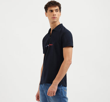 Regular Fit Polo Neck Solid Tshirt