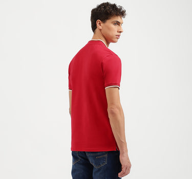 Regular Fit Mock Neck Solid Polo T-Shirt