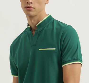 Regular Fit Johny Collar Solid Tshirt