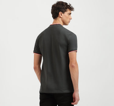 Regular Fit Mock Neck Solid Polo T-Shirt