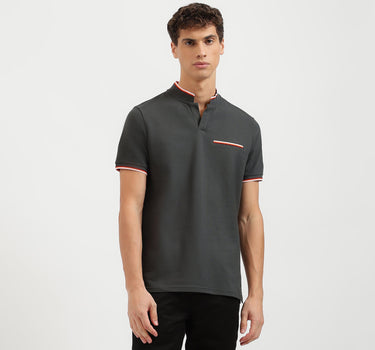 Regular Fit Mock Neck Solid Polo T-Shirt