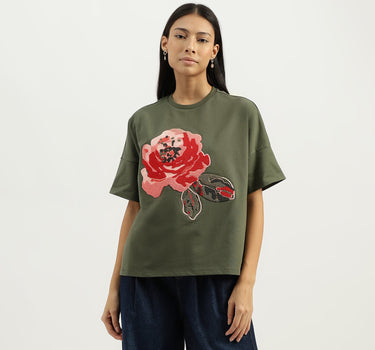 Round Neck Embroidered Tshirt