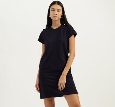 Round Neck Solid Dresses