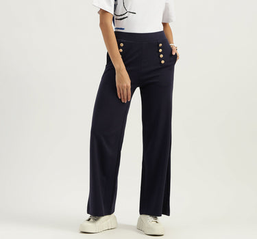 Solid Straight Fit Trousers