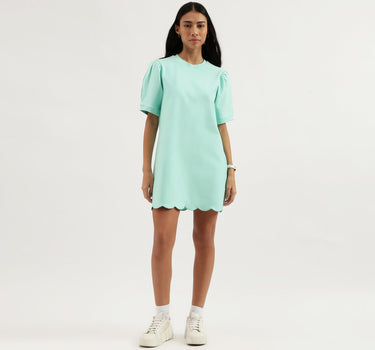 Crew Neck Solid Dress