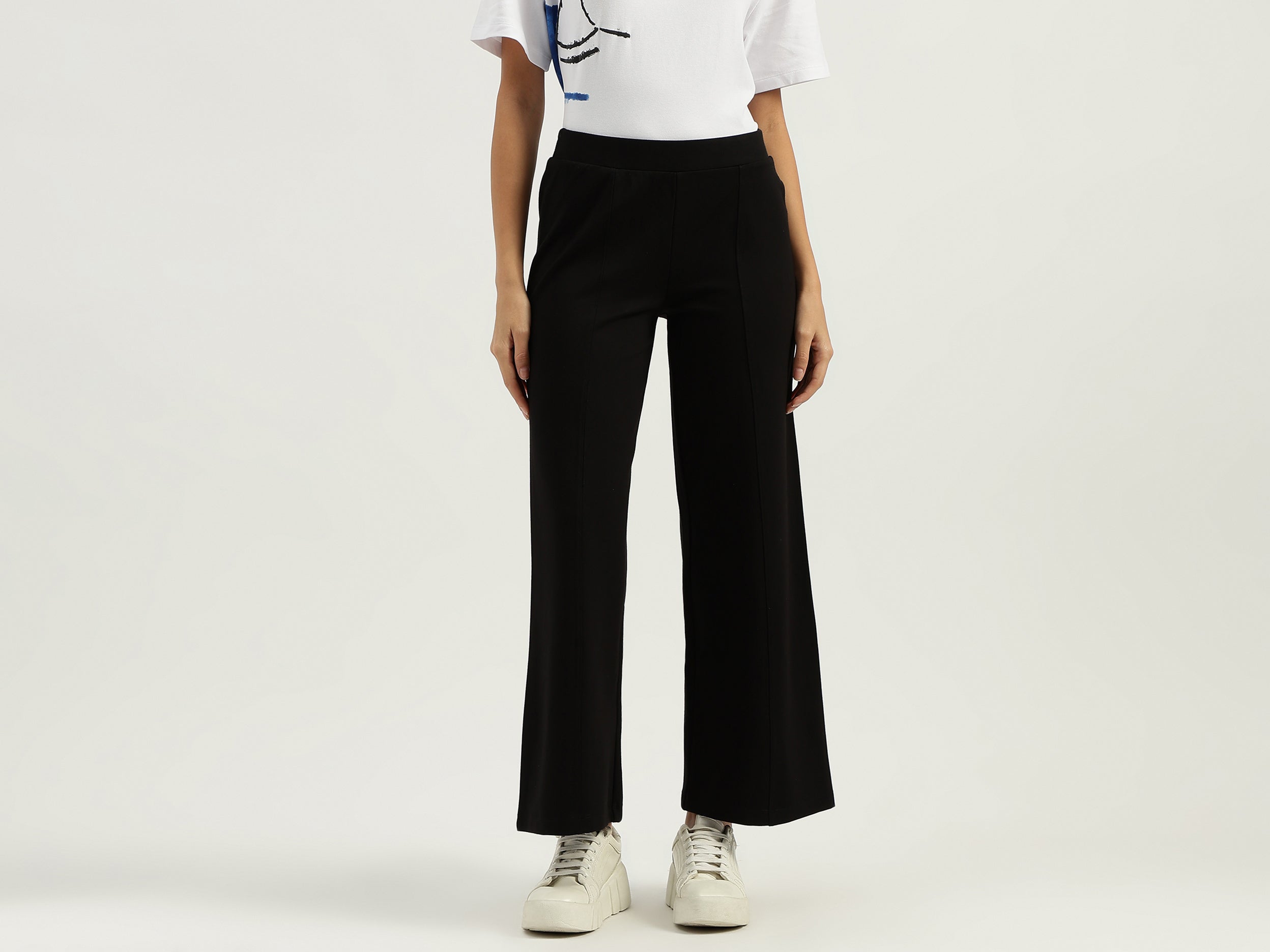 Solid Straight Fit Trousers