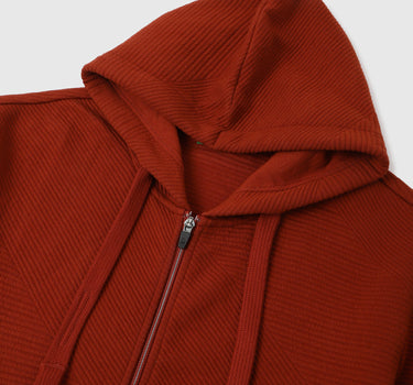 Boxy Fit Hooded Neck Textured Sweatshirt