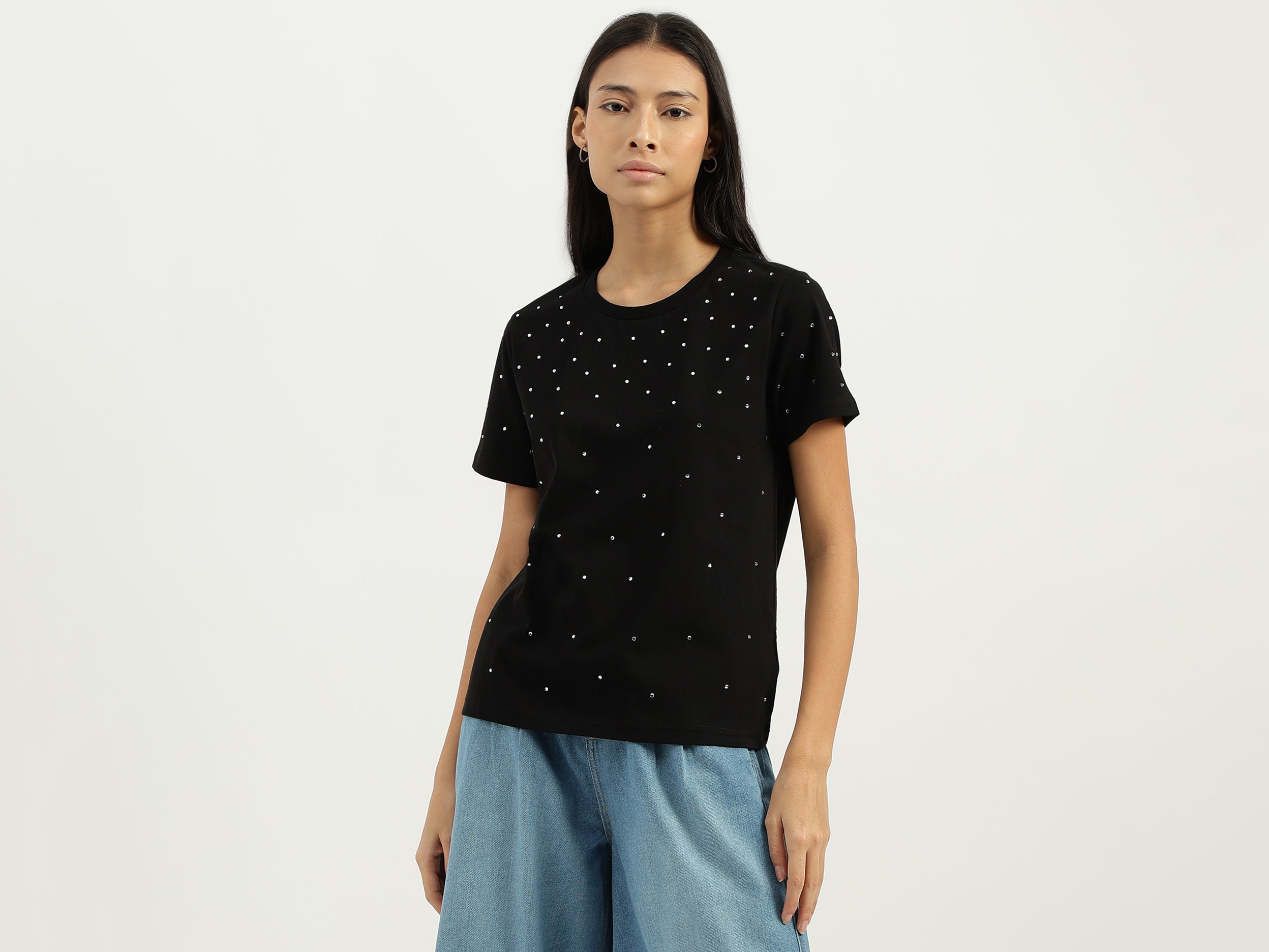 Round Neck Embellished Tshirt