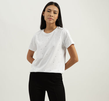 Round Neck Embellished Tshirt