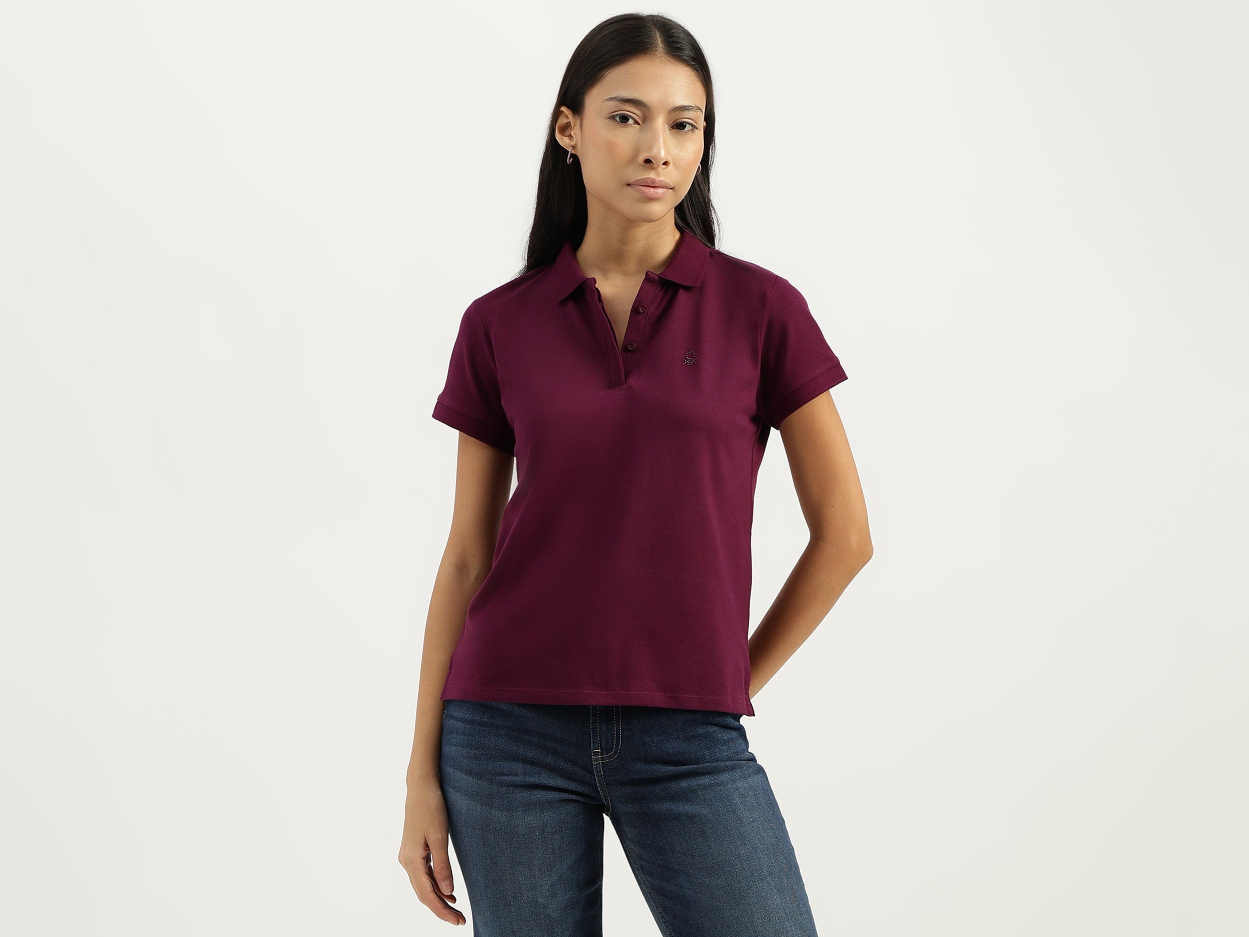 Polo Neck Solid Tshirt