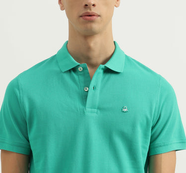 Relaxed Fit Polo Neck Solid Tshirt