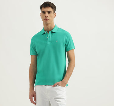 Relaxed Fit Polo Neck Solid Tshirt