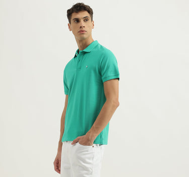 Relaxed Fit Polo Neck Solid Tshirt