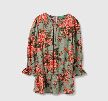 Regular Fit Round Neck Floral Print Dresses