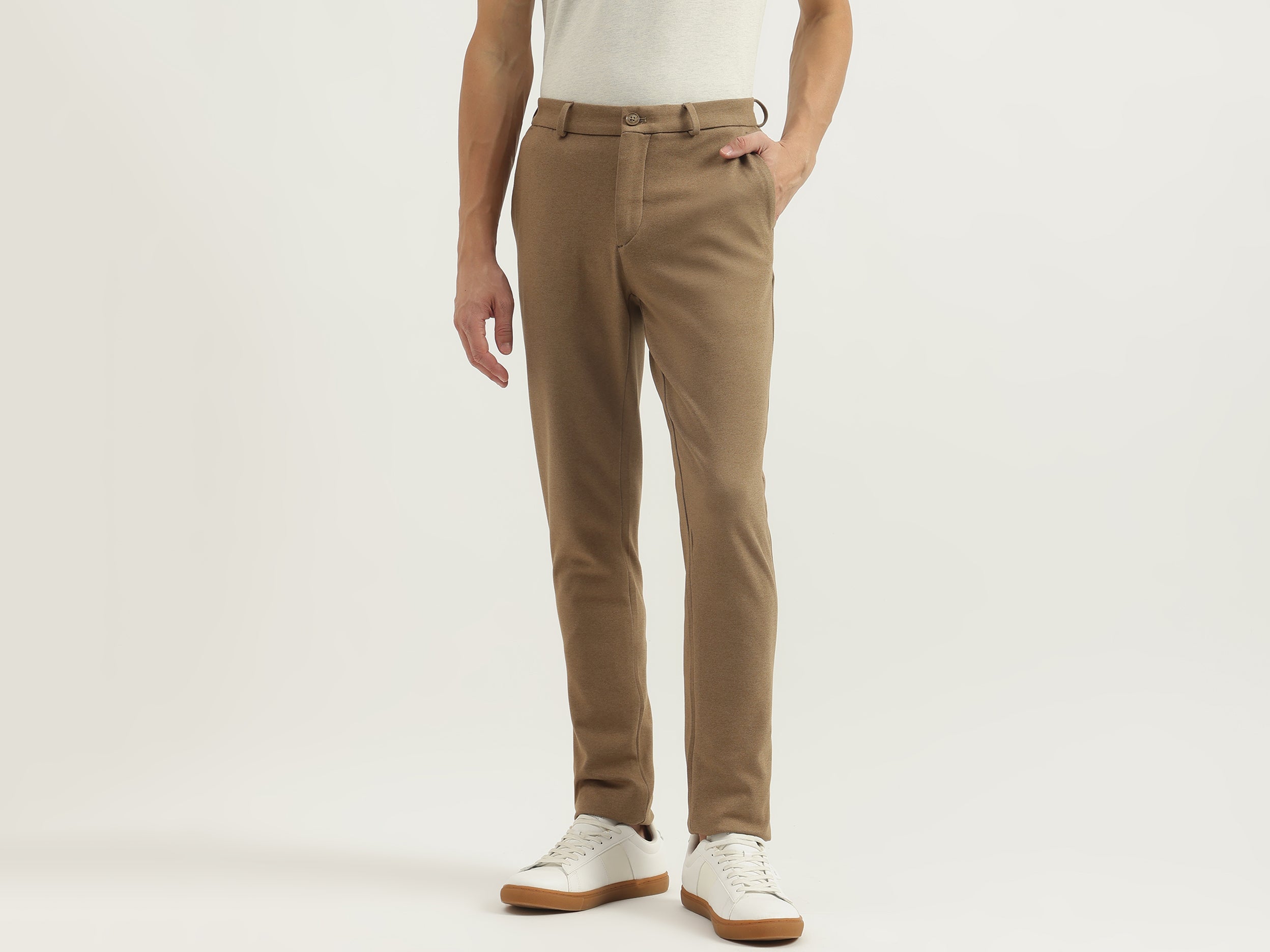 Textured Slim Fit Trousers