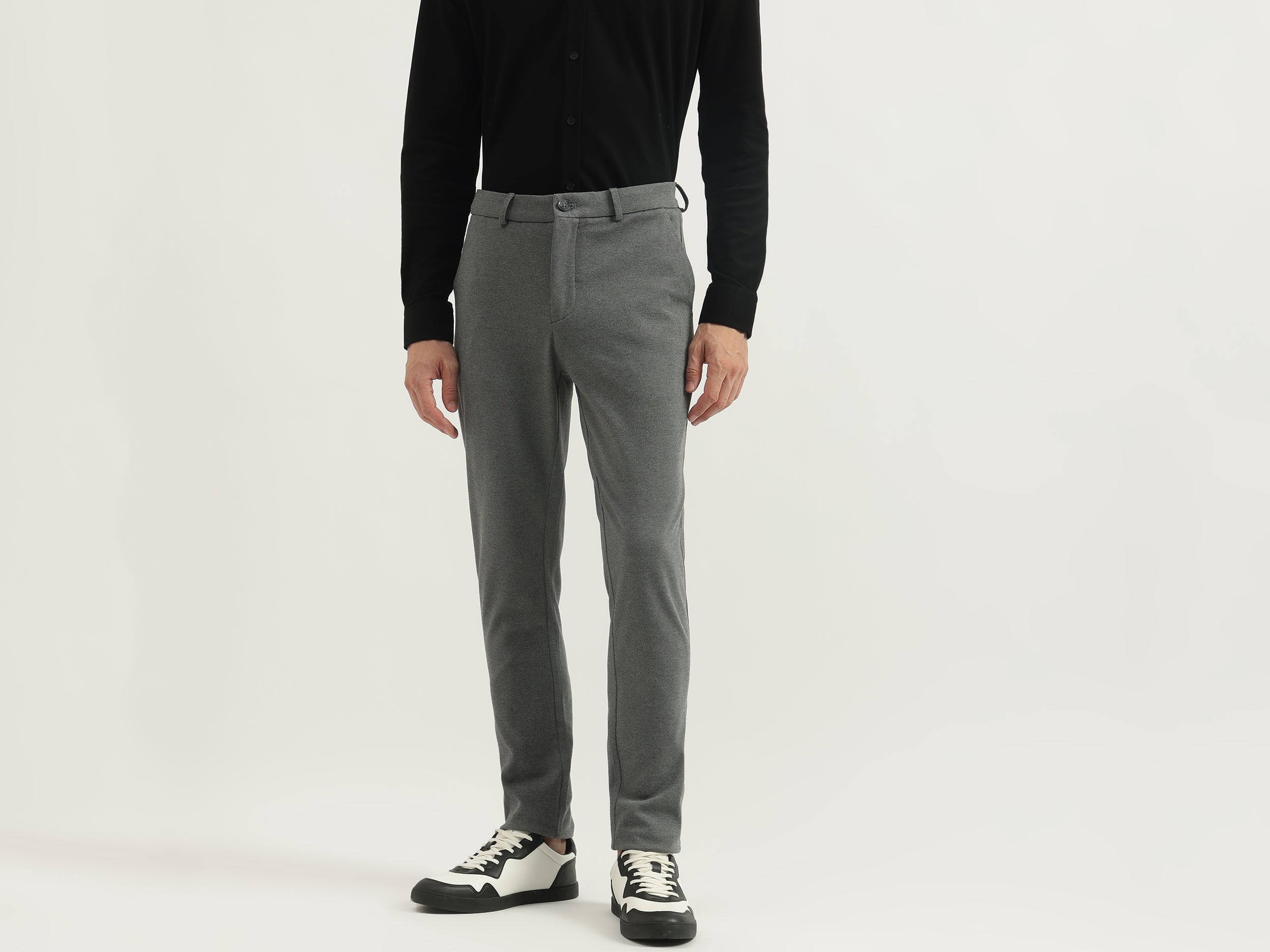 Textured Slim Fit Trousers