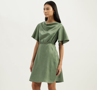 Cowl Neck Solid Dresses