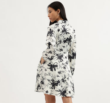 Spread Collar Floral Print Dresses