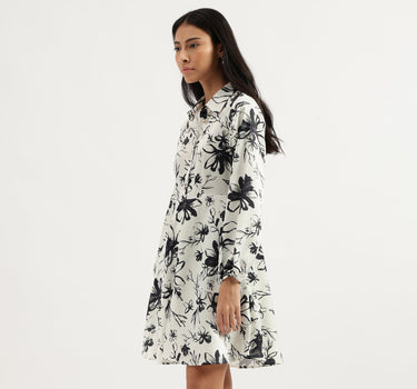 Spread Collar Floral Print Dresses