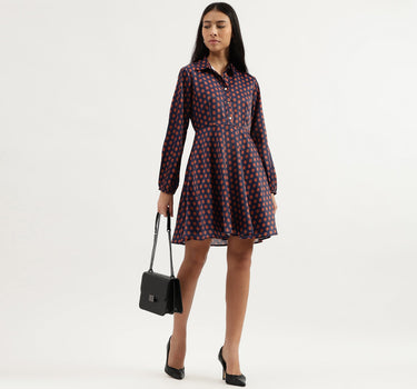 Spread Collar Polka Print Dresses