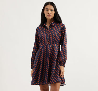 Spread Collar Polka Print Dresses