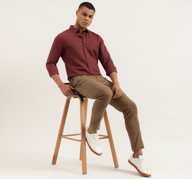 Slim Fit Spread Collar Solid Shirts