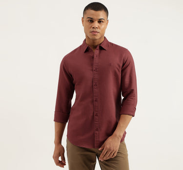 Slim Fit Spread Collar Solid Shirts