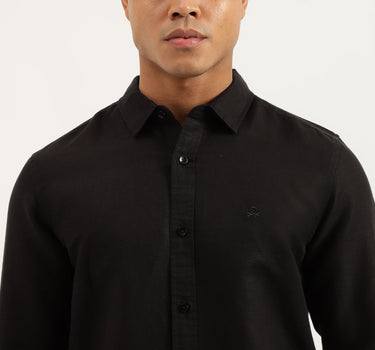 Slim Fit Spread Collar Solid Shirts