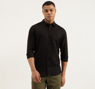 Slim Fit Spread Collar Solid Shirts