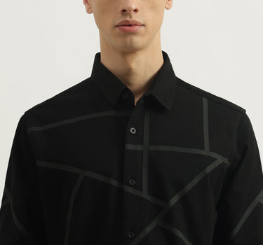 Slim Fit Spread Collar Abstract Shirts