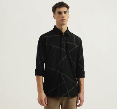 Slim Fit Spread Collar Abstract Shirts