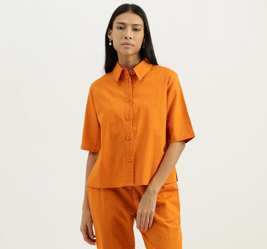 Spread Collar Solid Shirts