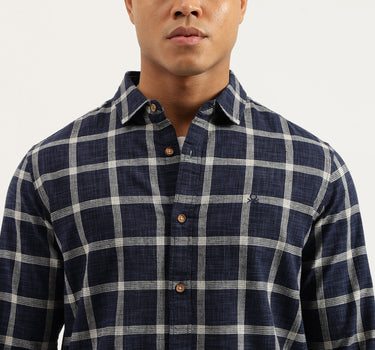 Regular Fit Spread Collar Checkered Shirts