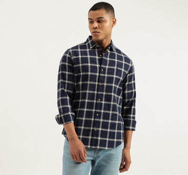 Regular Fit Spread Collar Checkered Shirts