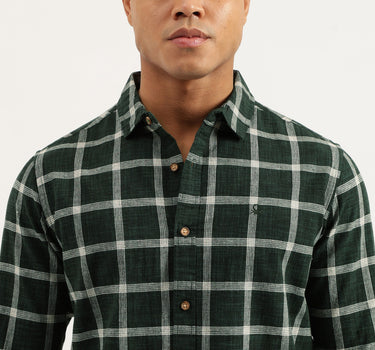 Regular Fit Spread Collar Checkered Shirts