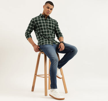 Regular Fit Spread Collar Checkered Shirts