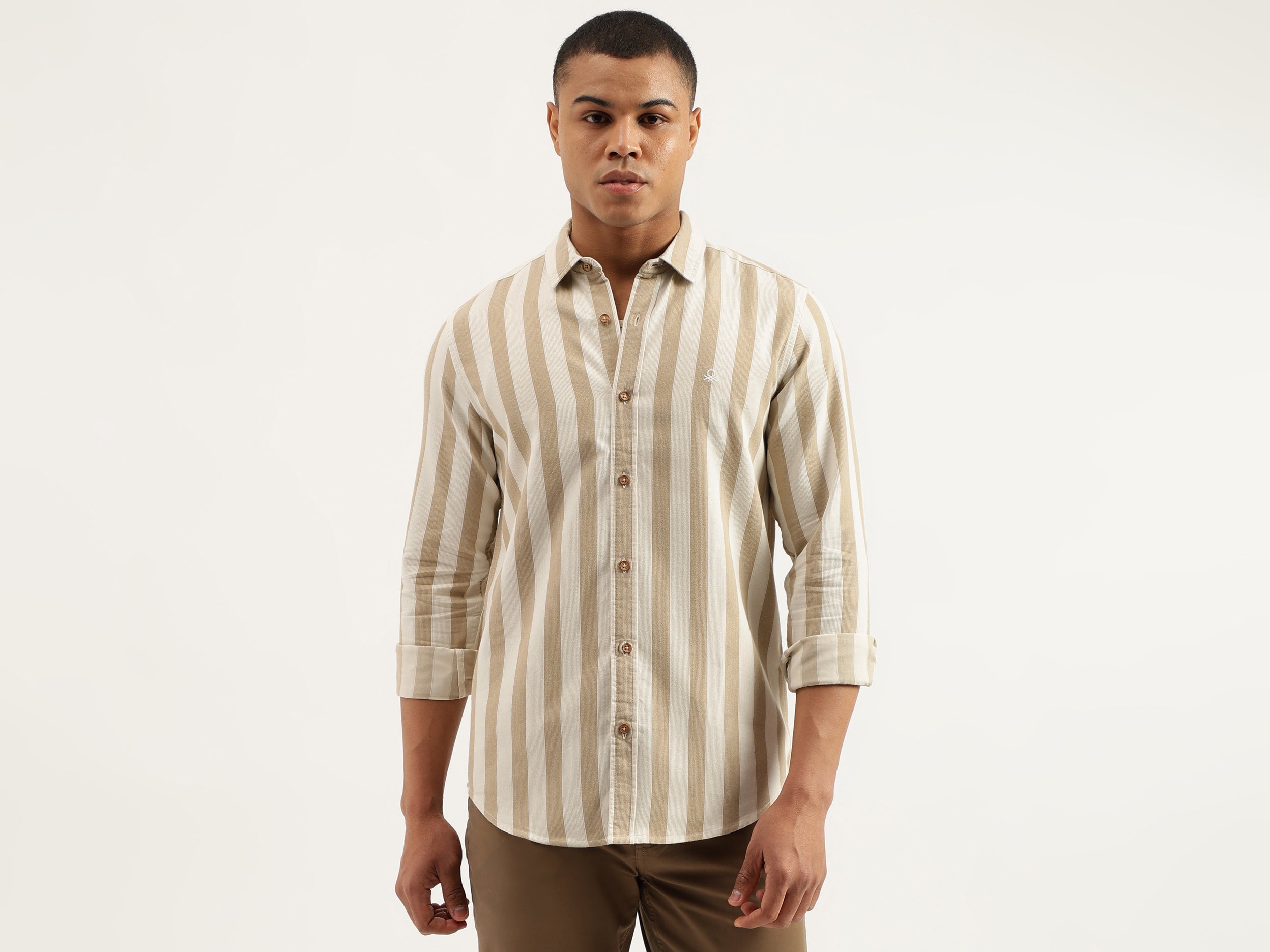 Regular Fit Spread Collar Striped Shirts