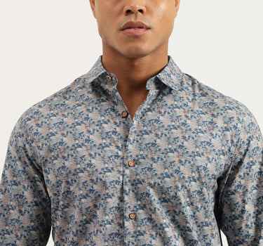 Slim Fit Spread Collar Printed Shirts