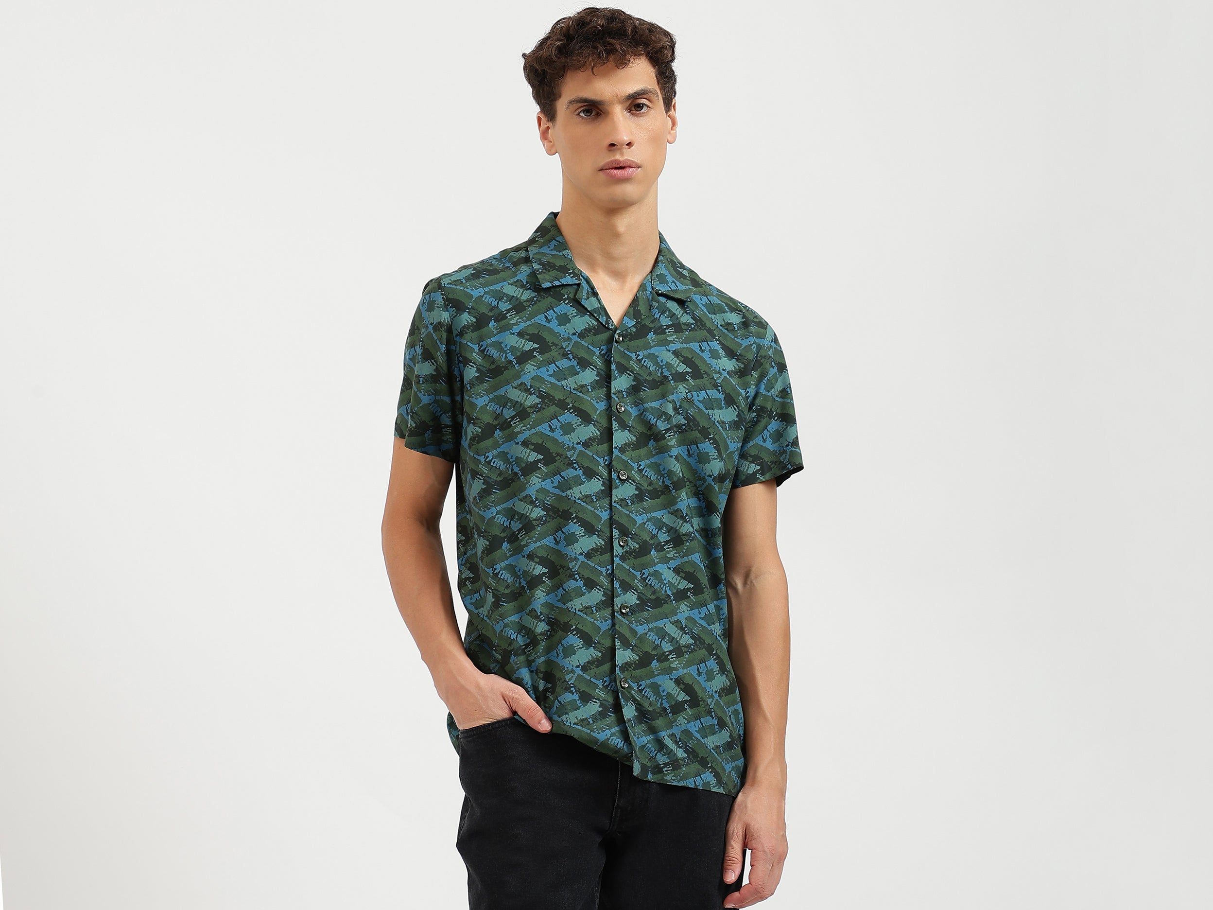 Regular Fit Collared Camouflage Shirts